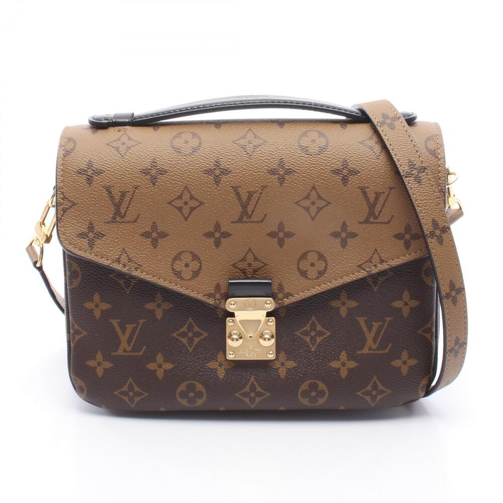 Louis Vuitton Pochette Metis Handbag Canvas Leather Monogram Reverse Brown Black